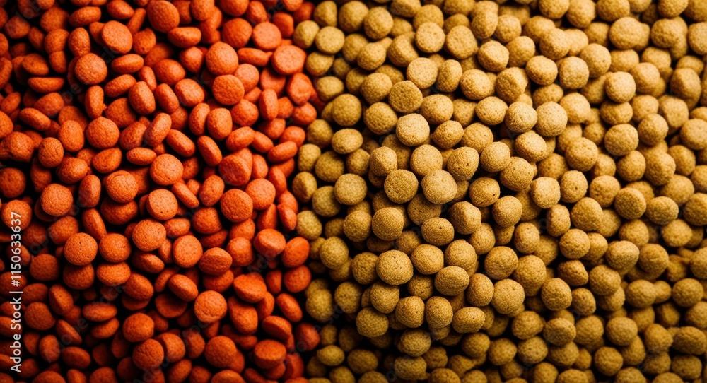 Fototapeta premium Macro photography, beans and legumes, contrasting colors, red and yellow, textured surface, food ingredients, healthy proteins, natural patterns, culinary background, raw ingredients, nutritious food,