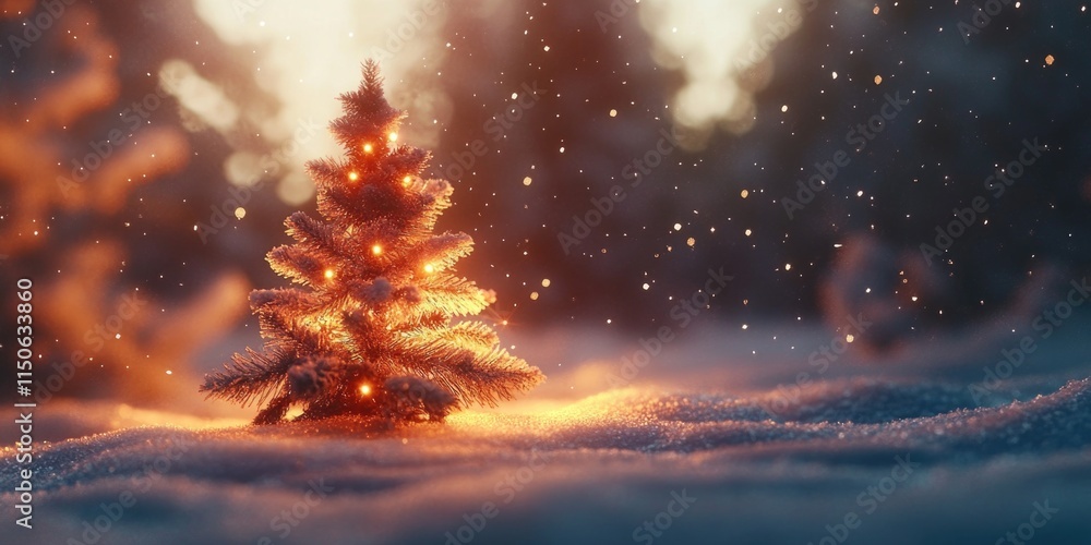 Snowy Field with Small Christmas Tree Snowy Field with Small Christmas Tree