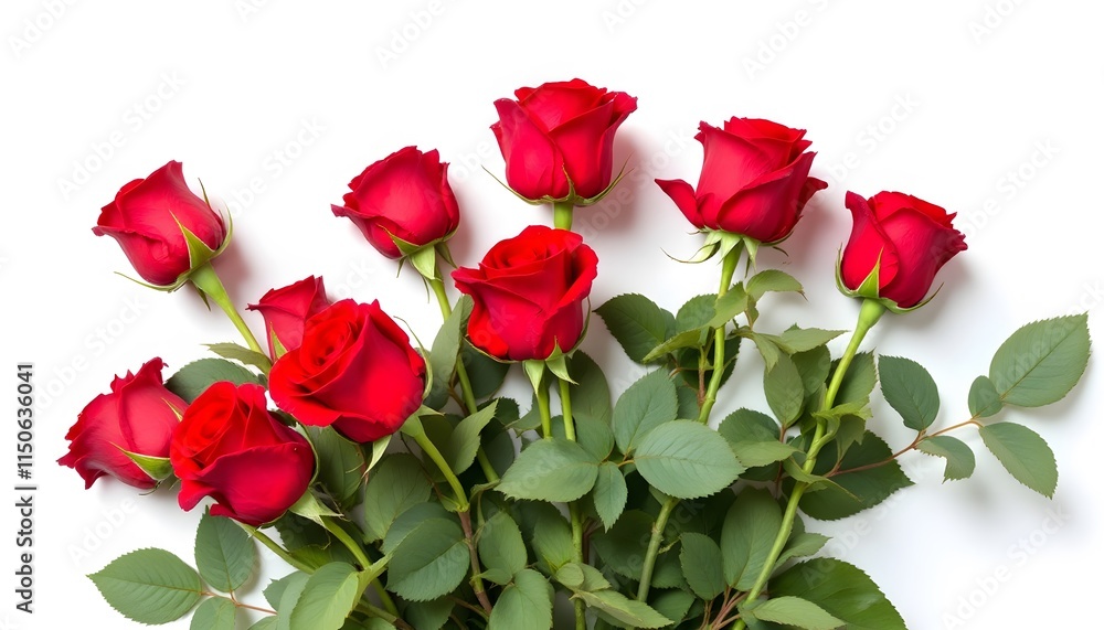 Red Roses Bouquet Elegantly Posed on White Red Roses Bouquet Elegantly Posed on White