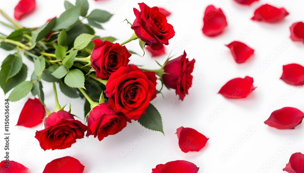 Vibrant Bouquet of Red Roses with a Clean White Background Vibrant Bouquet of Red Roses with a Clean White Background