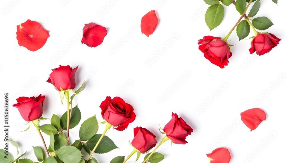 Vibrant Bouquet of Red Roses with a Clean White Background Vibrant Bouquet of Red Roses with a Clean White Background