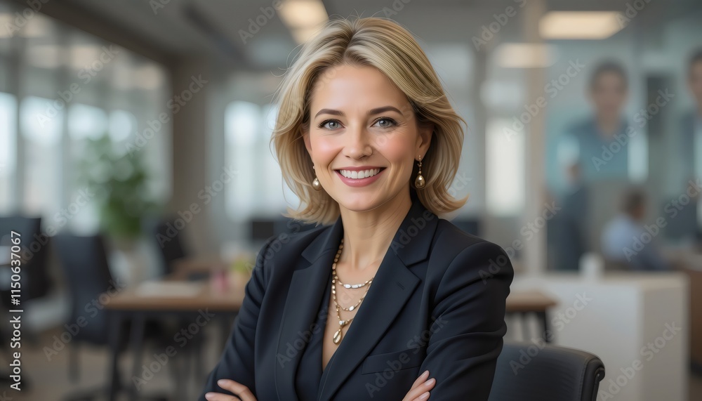 Fototapeta premium Confident senior businesswoman smiling while posing for a professional portrait in an office environment