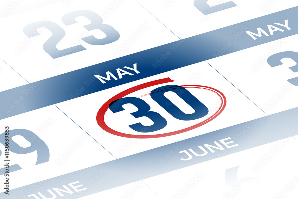 30 May 2025 year calendar day illustration 30 May 2025 year calendar day illustration