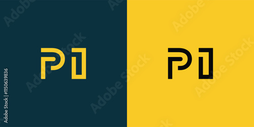 PI abstract  minimalist letters Logo Monogram. It is a minimalist logo, this logo is made by combining two letters