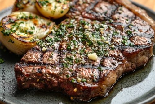 Grilled Steak with Roasted Onions - A Culinary Masterpiece photo