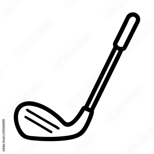 Golf club in a minimalist style with a black outline and copy space