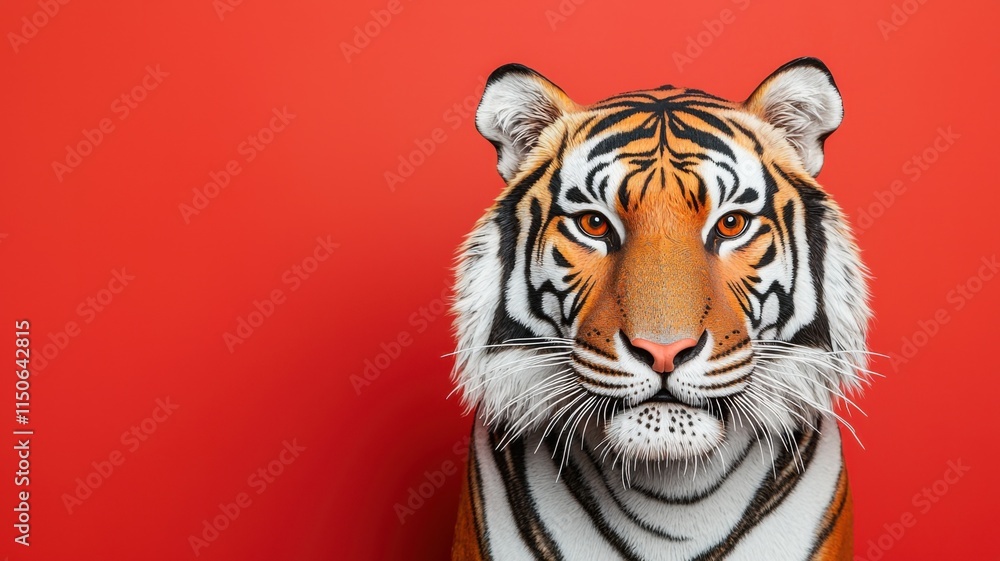 Fototapeta premium Majestic tiger portrait studio setting wildlife photography bold colors close-up animal conservation