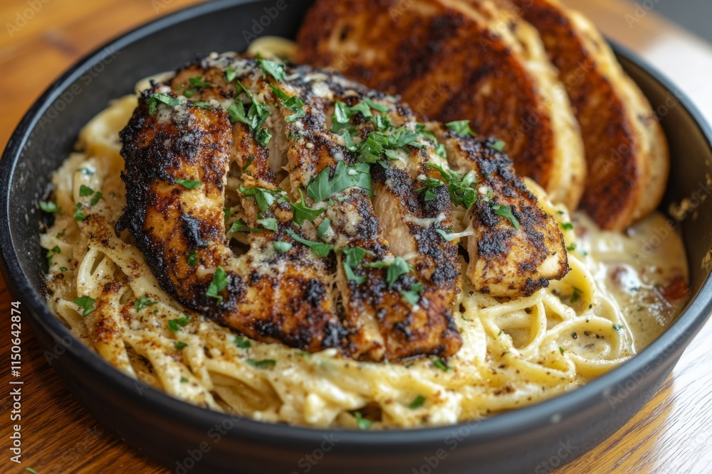 Creamy Chicken Pasta with Toasted Bread Creamy Chicken Pasta with Toasted Bread