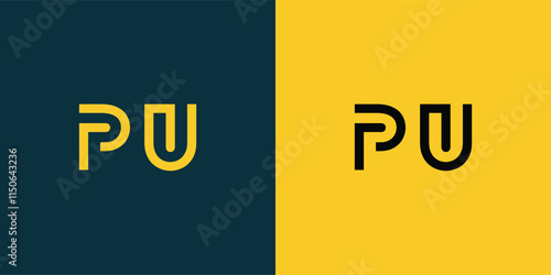 PU abstract  minimalist letters Logo Monogram. It is a minimalist logo, this logo is made by combining two letters