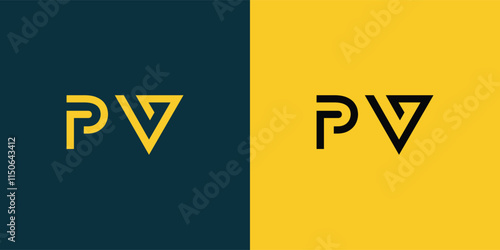 PV abstract  minimalist letters Logo Monogram. It is a minimalist logo, this logo is made by combining two letters