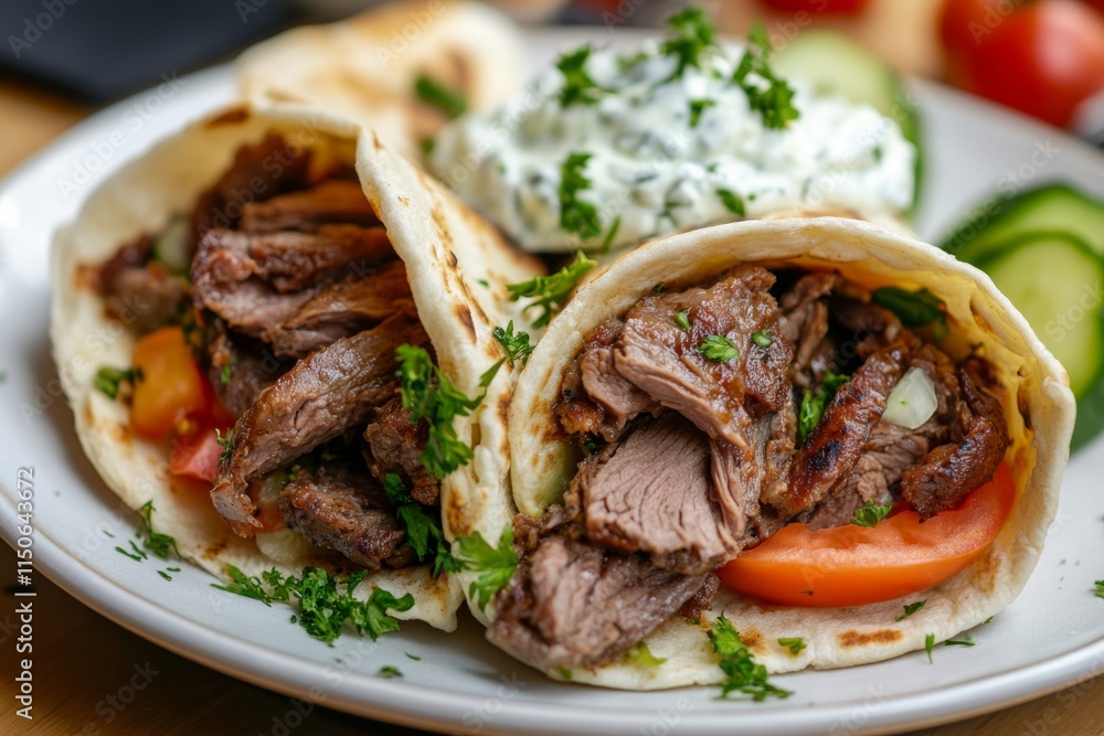 Greek Gyro Pita with Delicious Meat Greek Gyro Pita with Delicious Meat