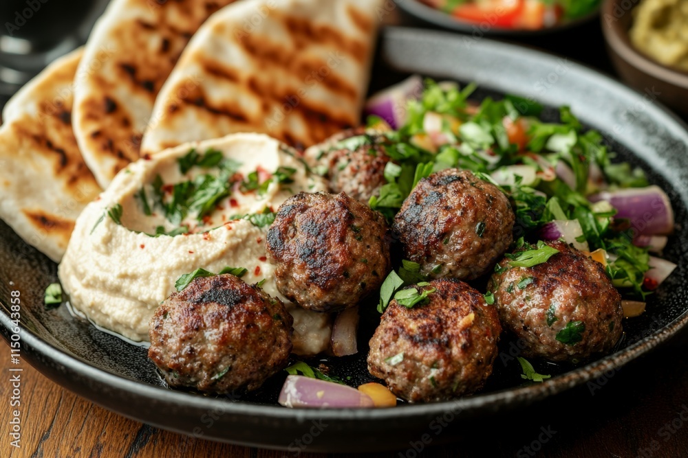 Grilled Meatballs with Hummus and Pita Grilled Meatballs with Hummus and Pita