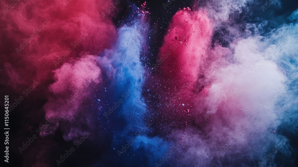 Dolyatra Dynamic burst of colorful powder in abstract smoke clouds
