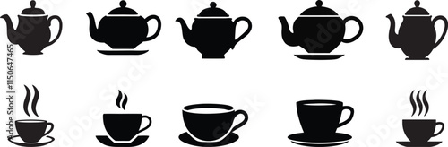 Tea & coffee cup icon bundle set. cup a coffee icon vector illustration.