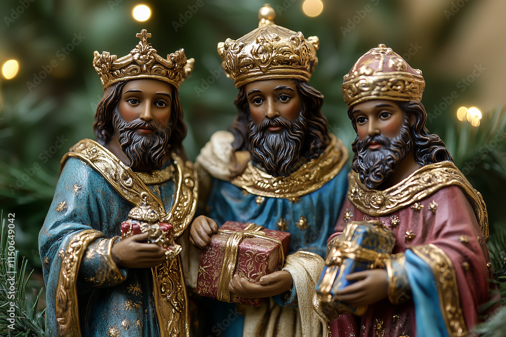 Decorative statues of the Three Wise Men with their gifts in their hands. Decorative statues of the Three Wise Men with their gifts in their hands.