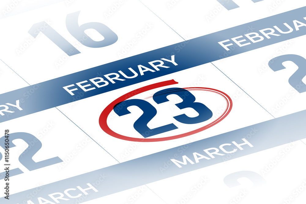 23 February 2025 year calendar day illustration 23 February 2025 year calendar day illustration