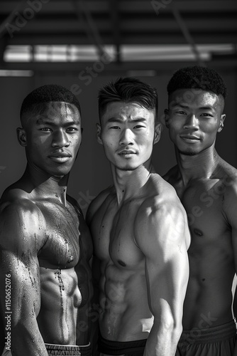 Handsome guys are standing and posing for a photographer, handsome athletic and very sexy