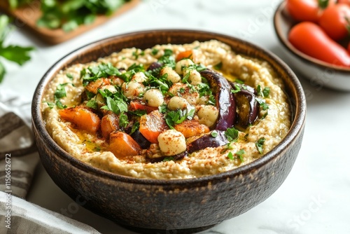 Aromatic Hummus with Roasted Vegetables