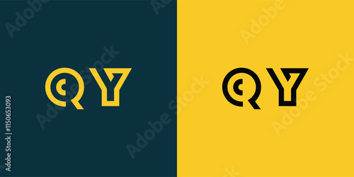 QY abstract  minimalist letters Logo Monogram. It is a minimalist logo, this logo is made by combining two letters photo