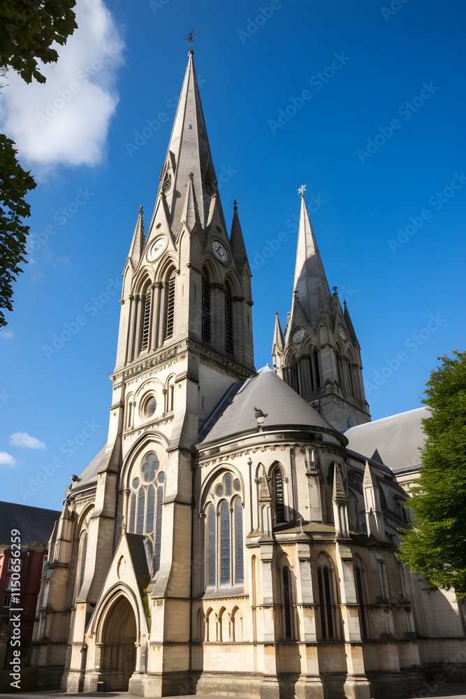 Fototapeta premium A Grand Cathedral: Showcasing Gothic and Baroque Architecture Amidst Nature