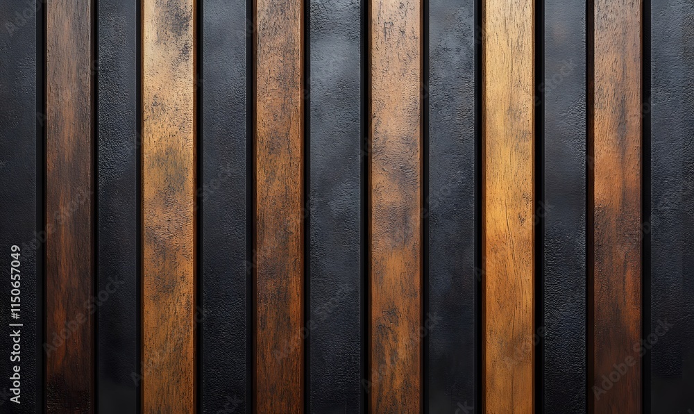 Obraz premium Wooden battens with alternating matte and glossy natural finishes