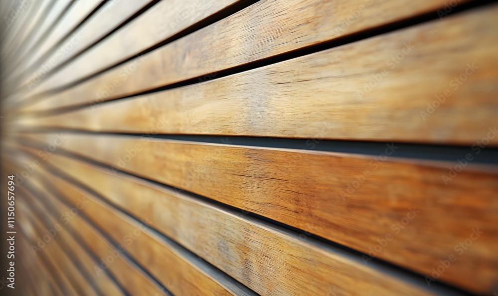 Wooden battens with alternating matte and glossy natural finishes Wooden battens with alternating matte and glossy natural finishes