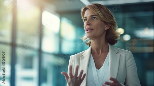 Woman shares insights during a business meeting while capturing attention with her expression and gestures Free Download Woman shares insights during a business meeting while capturing attention with her expression and gestures - GFXLoad