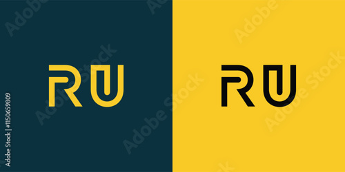 RU abstract  minimalist letters Logo Monogram. It is a minimalist logo, this logo is made by combining two letters