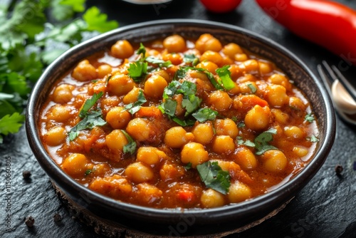 Spicy Chickpea Curry in a Bowl