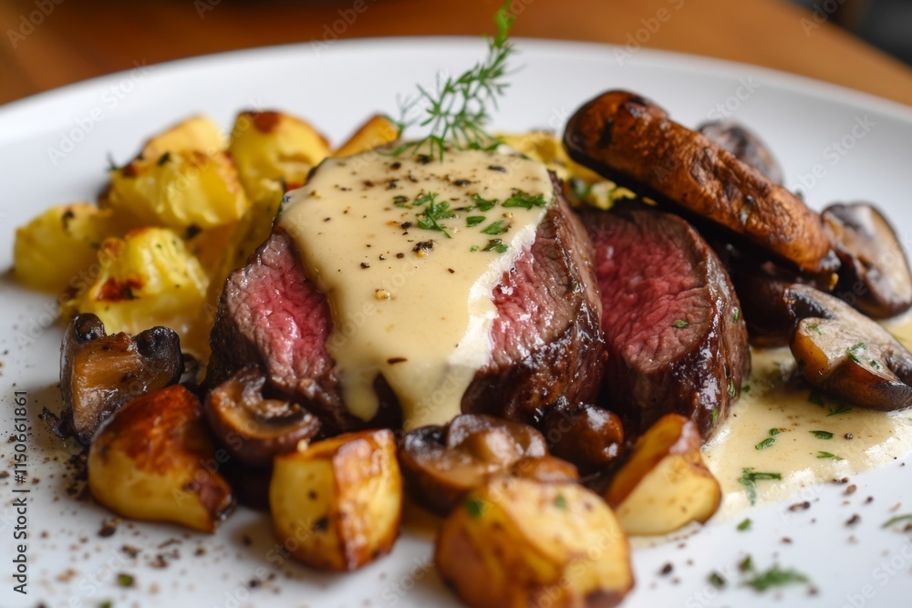 Sumptuous Steak Dinner with Creamy Mushroom Sauce Sumptuous Steak Dinner with Creamy Mushroom Sauce