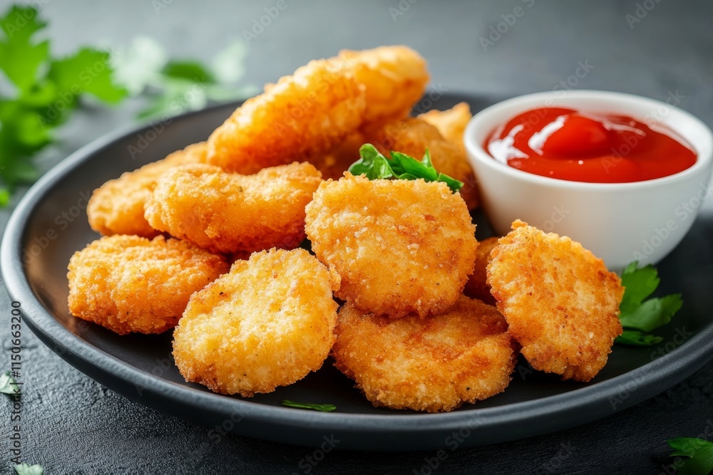 Crispy Fried Chicken Bites with Ketchup Crispy Fried Chicken Bites with Ketchup
