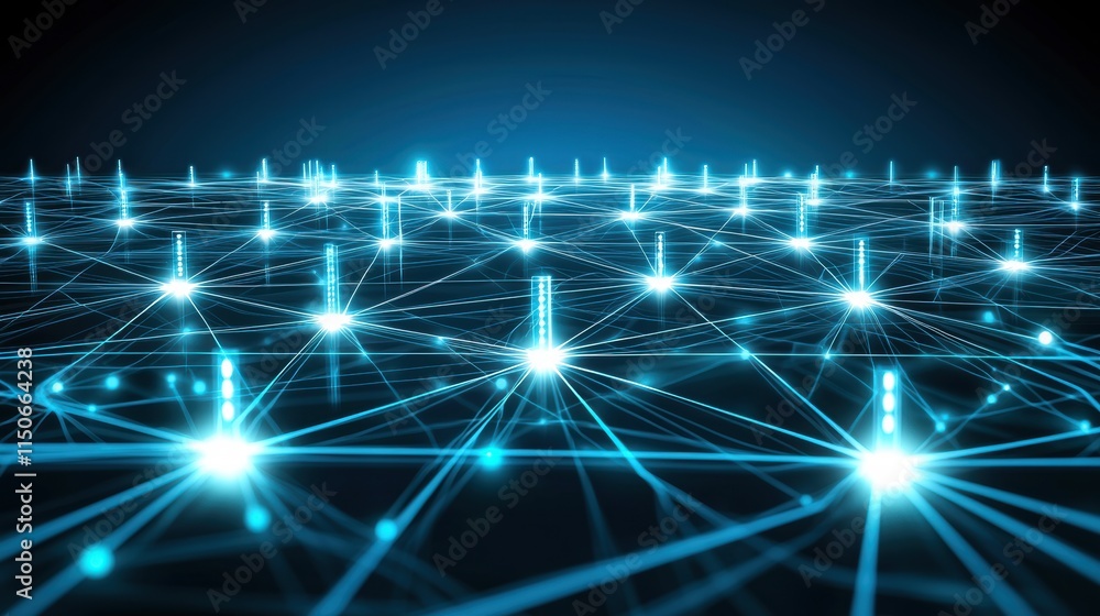 Fototapeta premium Futuristic smart city network illustration with glowing connections