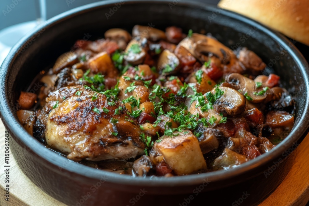 Chicken and Mushroom Stew - A Hearty French Dish Chicken and Mushroom Stew - A Hearty French Dish