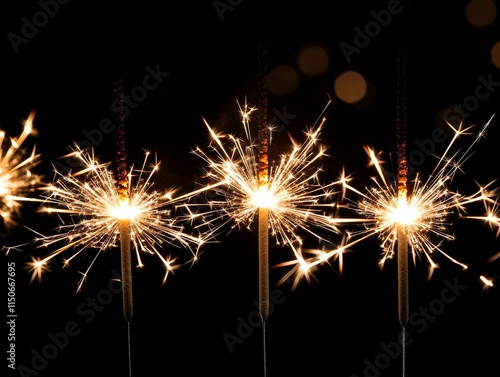 Golden sparklers and festive lights for a sparkly celebration.Festive lights and shimmering golden sparklers create a sparkly celebration.A sparkly celebration lit by festive lights and golden photo