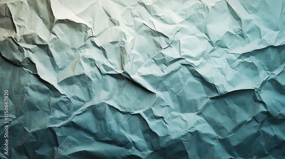 Fototapeta premium A paper crumple texture background with deep shadows and creased, wrinkled edges.