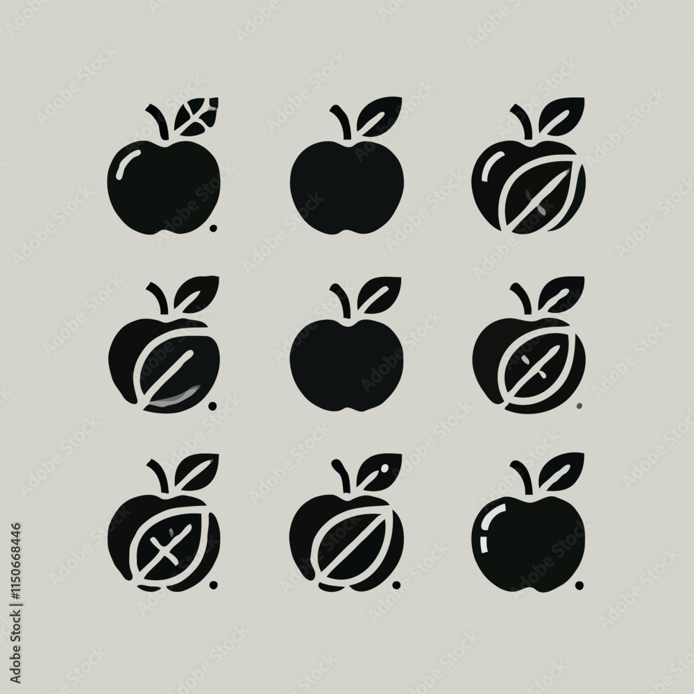 set of apple icon isolated on white background. Vector Fruit icon pack vector illustration. Premium quality flat icon in trendy style. set of apple icon isolated on white background. Vector Fruit icon pack vector illustration. Premium quality flat icon in trendy style.