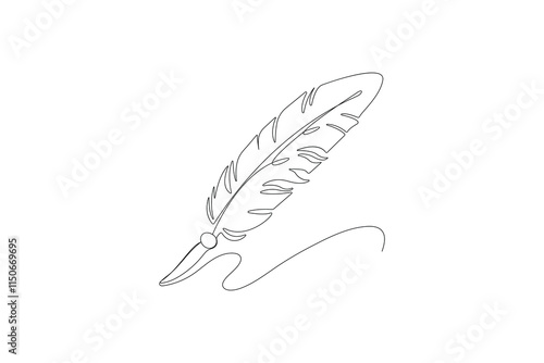Feather continuous single one lineart  vector illustration