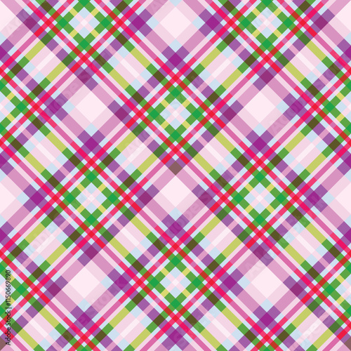 Pink and purple checkered texture, bright girly print of colorful stripes. Seamless geometric background.
