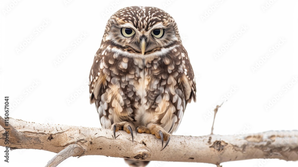 Fototapeta premium Adorable Spotted Owl Perched on a Branch