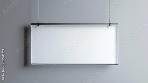 Fototapeta Naklejka Na Ścianę i Meble -  Acrylic poster, blank glass frame hang on wall isolated on transparent background. Empty photo frame template, rectangular name plate, plexiglass banner, holder mockup Realistic 3d vector illustration