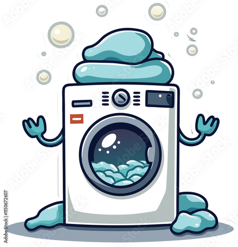 Washing Machine Stickers, Set of washing machine appliances, clothes cleaning machine, washing clothes