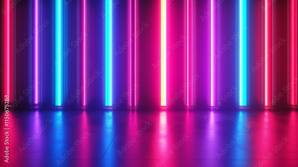 Isolated neon led lamp tube line with blue glow vector on transparent background. Realistic 3d light laser stripe bulb in red and purple color set. Flash lazer shine at night illustration collection.