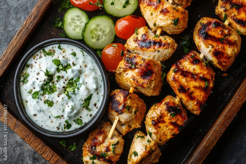 Grilled Chicken Skewers with Yogurt Dip Grilled Chicken Skewers with Yogurt Dip