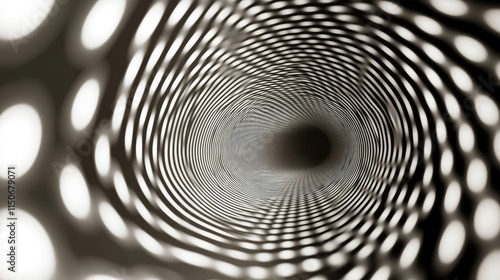 Wallpaper Mural A tunnel or a wormhole. A wireframe grid of a 3D surface tunnel. 3D rendering. Torontodigital.ca