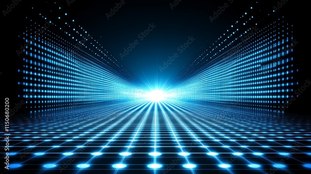 A mesmerizing 3D rendering of a blue digital landscape adorned with cube particles, embodying the world of cryptocurrency, big data, blockchain, and digital technology. A mesmerizing 3D rendering of a blue digital landscape adorned with cube particles, embodying the world of cryptocurrency, big data, blockchain, and digital technology.