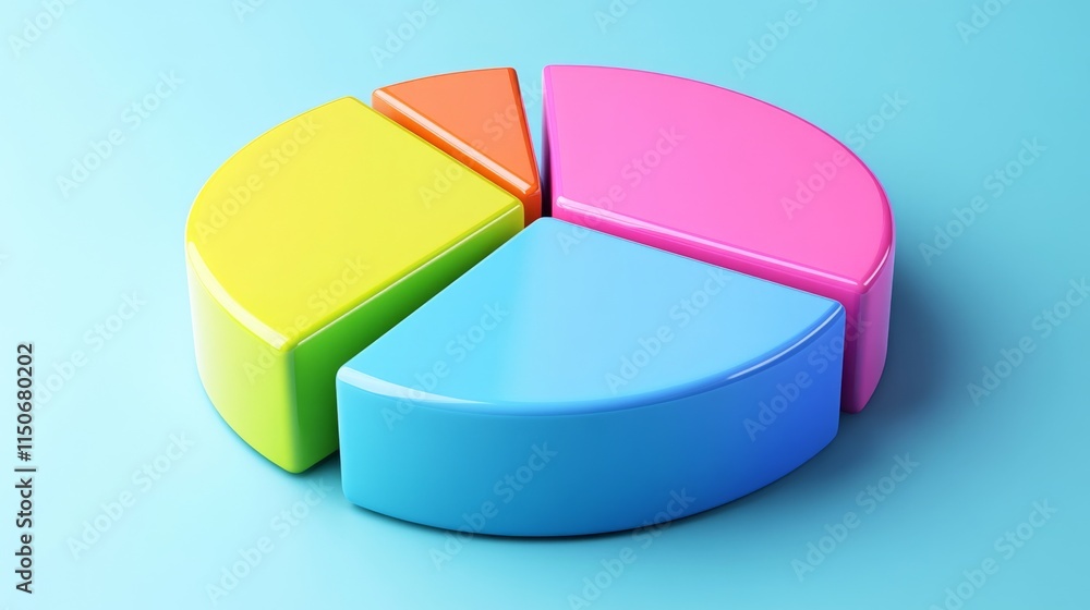 Obraz premium Colorful Pie Chart Segments on a Blue Background for Presentations