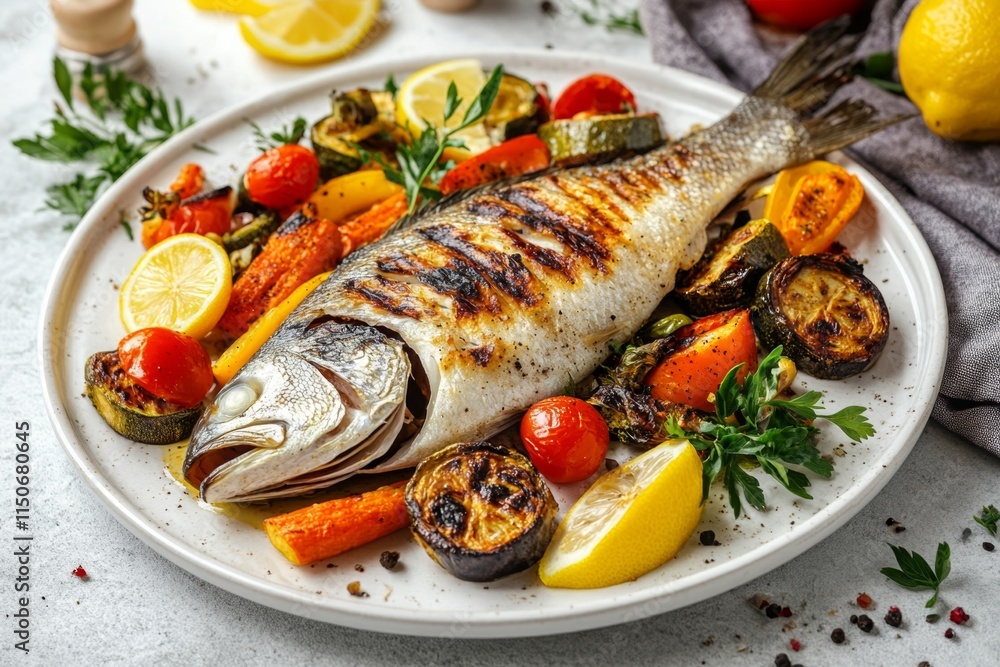 Grilled Fish with Roasted Vegetables Grilled Fish with Roasted Vegetables