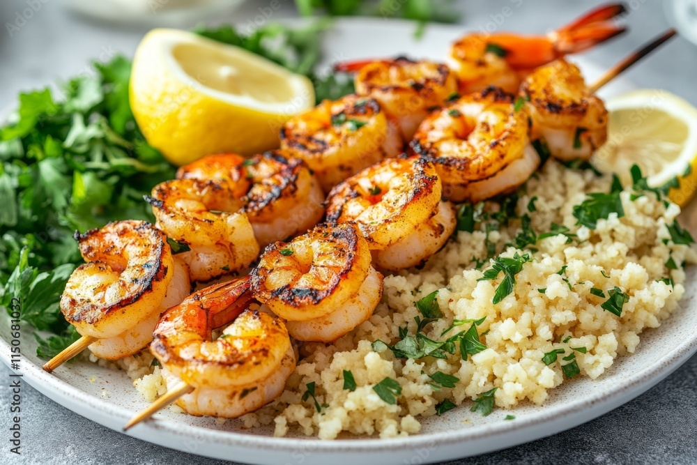 Grilled Shrimp Skewers with Couscous Grilled Shrimp Skewers with Couscous