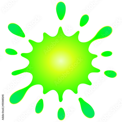 Illustration of a green slimy paint splash, green slime vector icon