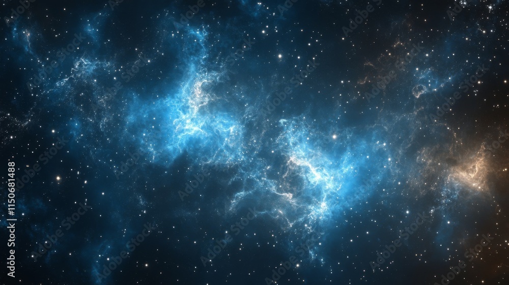 Stunning Cosmic Nebula with Bright Blue and White Stellar Highlights Stunning Cosmic Nebula with Bright Blue and White Stellar Highlights